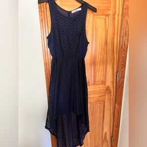 Liberty Love Navy Blue High-Low Sheer Dress Size Medium